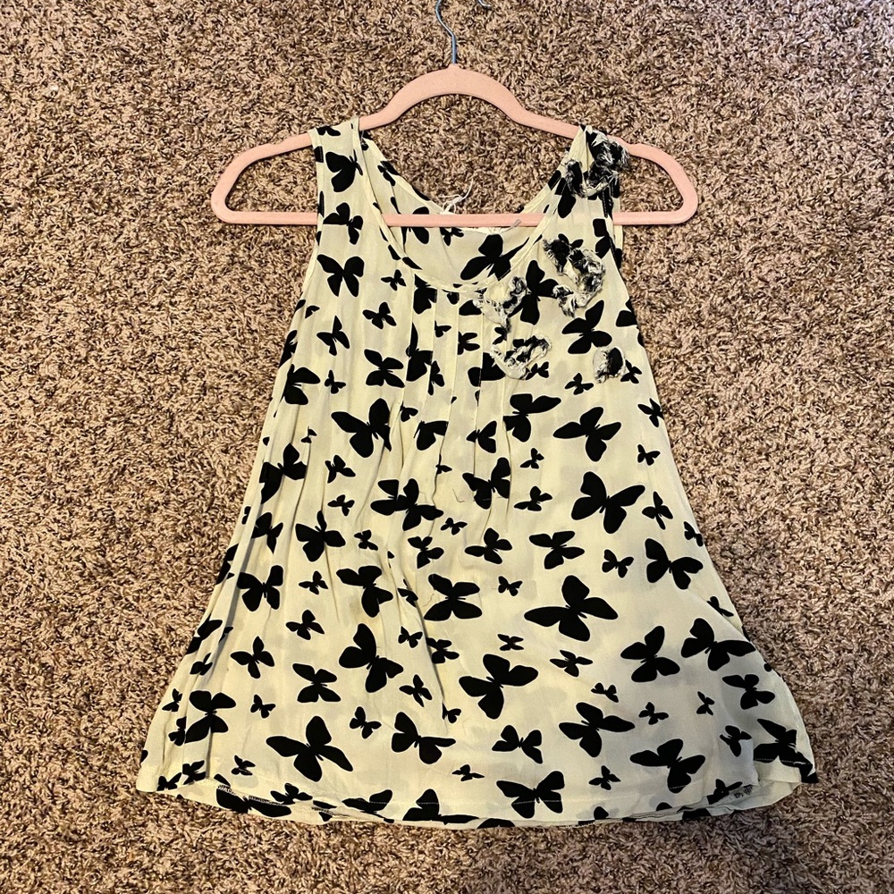 Off white and black butterfly tank